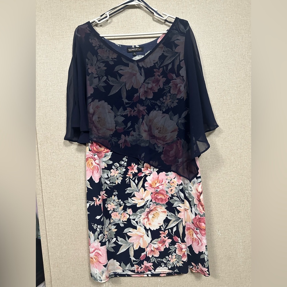 Glamour Navy and Pink Floral Blouse